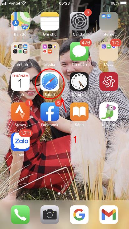 Biểu tượng trình duyệt safira trên màn hình nền điện thoại Iphone