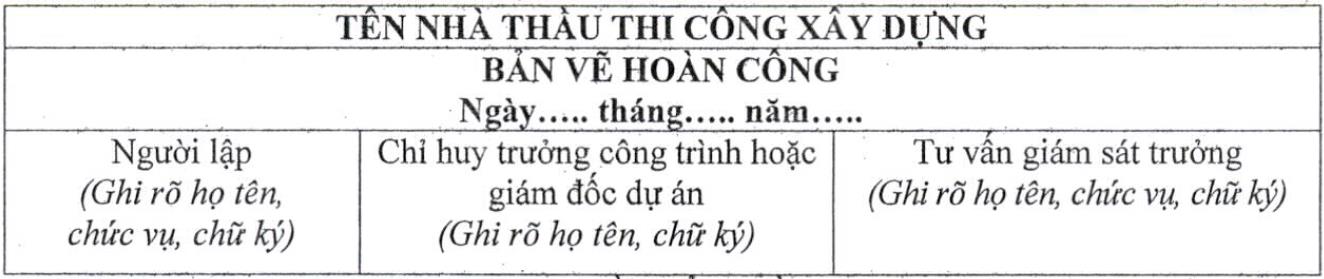Mẫu dấu bản vẽ hoàn công
