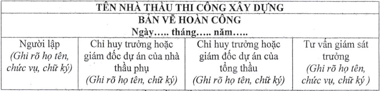 Mẫu dấu bản vẽ hoàn công